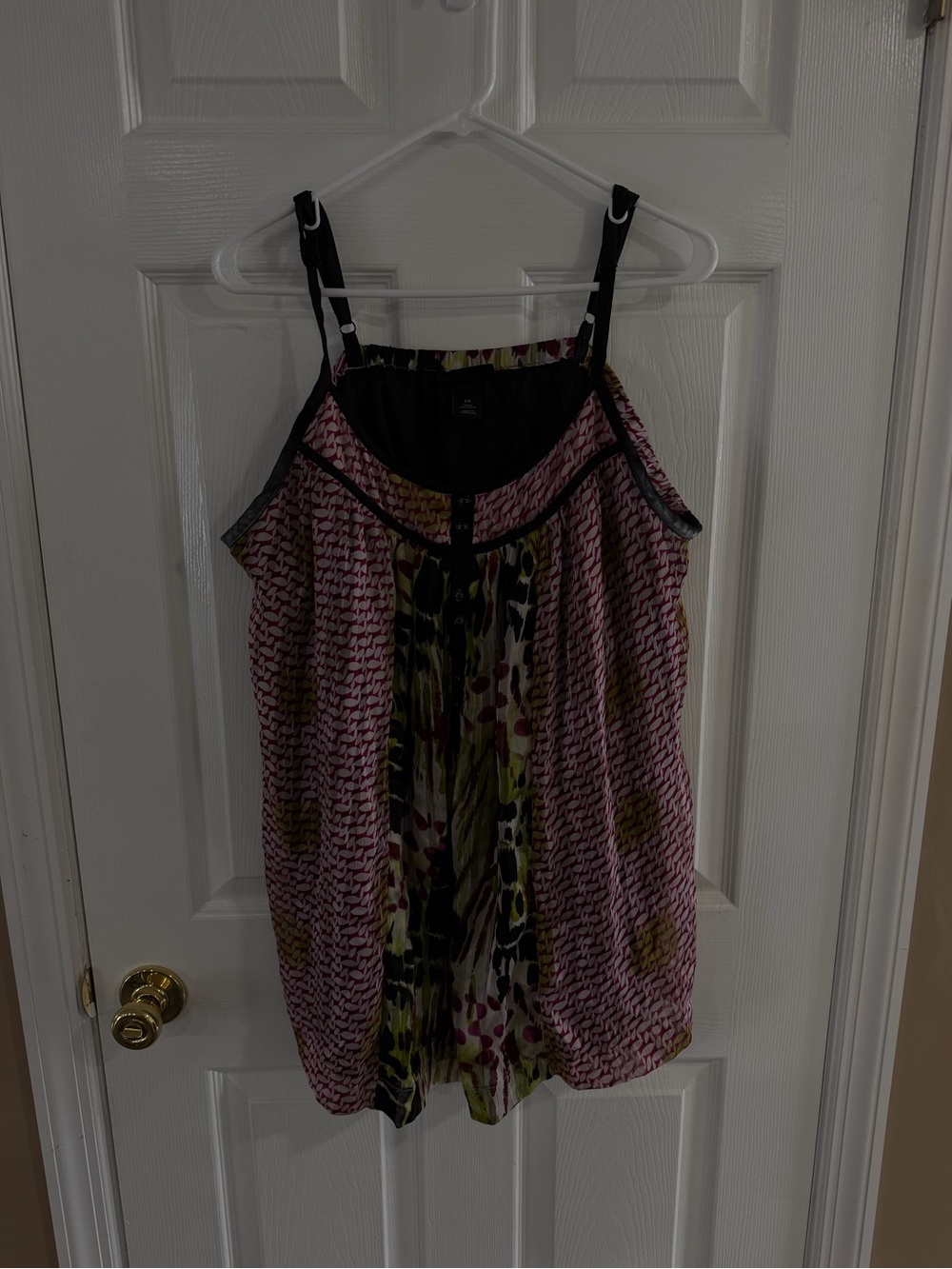 Lane Bryant Pink Patterned Camisole with Black Trim